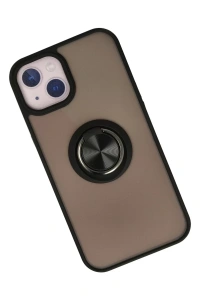 Apple iPhone 15 Kılıf Montreal Yüzüklü Silikon Kapak - Siyah