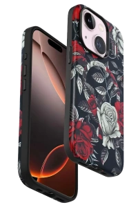 Apple iPhone 15 Plus Flower Series Magsafe Kapak - Siyah