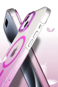 Apple iPhone 15 Plus Glossy Magsafe Kapak - Pembe