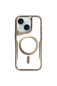 Apple iPhone 15 Plus Kılıf Boyi Magsafe Silikon Kapak - Kahverengi