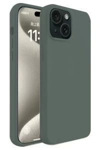 Apple iPhone 15 Plus Kılıf First Silikon - Koyu Yeşil