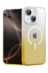 Apple iPhone 15 Plus Pummel Shiny Magsafe Kapak - Gold