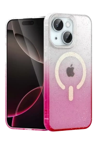Apple iPhone 15 Plus Pummel Shiny Magsafe Kapak - Pembe