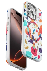 Apple iPhone 15 Pro Flower Series Magsafe Kapak - Beyaz