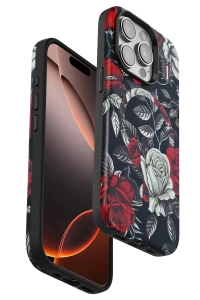 Apple iPhone 15 Pro Flower Series Magsafe Kapak - Siyah