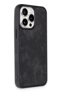 Apple iPhone 15 Pro Kılıf Aras Deri Kapak - Siyah