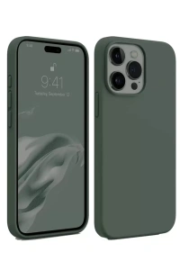 Apple iPhone 15 Pro Kılıf First Silikon - Koyu Yeşil
