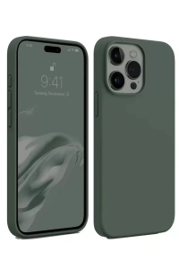 Apple iPhone 15 Pro Kılıf First Silikon - Koyu Yeşil