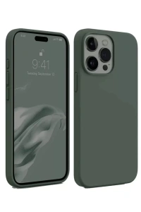 Apple iPhone 15 Pro Kılıf First Silikon - Koyu Yeşil