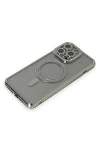 Apple iPhone 15 Pro Kılıf Joke Simli Magneticsafe Kılıf - Gri