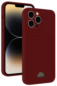 Apple iPhone 15 Pro Kılıf Kelvin Kartvizitli Silikon - Bordo