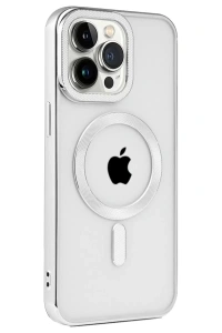 Apple iPhone 15 Pro Kılıf Kronos Magsafe Kapak - Gümüş