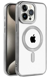 Apple iPhone 15 Pro Kılıf Kronos Magsafe Kapak - Titanyum Gri