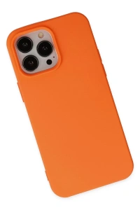 Apple iPhone 15 Pro Kılıf Nano içi Kadife Silikon - Turuncu