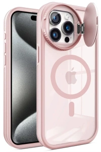 Apple iPhone 15 Pro Kılıf Teleskop Lens Magsafe Silikon Kapak - Pembe