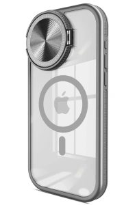 Apple iPhone 15 Pro Kılıf Teleskop Lens Magsafe Silikon Kapak - Titan Gri