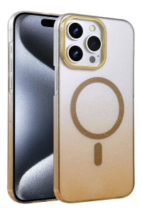 Apple iPhone 15 Pro Max Glossy Magsafe Kapak - Çöl Titanyum