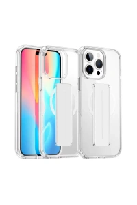 Apple iPhone 15 Pro Max Kılıf Alfa Magsafe Standlı Kapak - Şeffaf