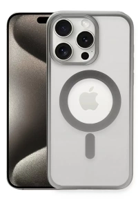 Apple iPhone 15 Pro Max Kılıf Erozi Magsafe Kapak - Gümüş