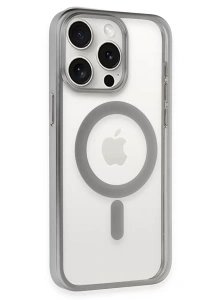 Apple iPhone 15 Pro Max Kılıf Erozi Magsafe Kapak - Gümüş