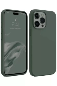Apple iPhone 15 Pro Max Kılıf First Silikon - Koyu Yeşil