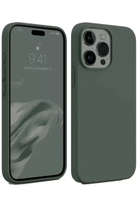 Apple iPhone 15 Pro Max Kılıf First Silikon - Koyu Yeşil