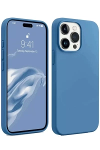Apple iPhone 15 Pro Max Kılıf First Silikon - Mavi