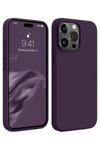 Apple iPhone 15 Pro Max Kılıf First Silikon - Mürdüm