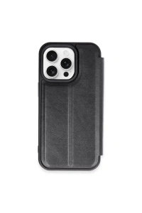 Apple iPhone 15 Pro Max Kılıf Flip Cover - Siyah