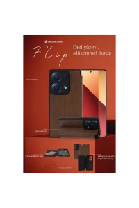 Apple iPhone 15 Pro Max Kılıf Flip Cover - Taba