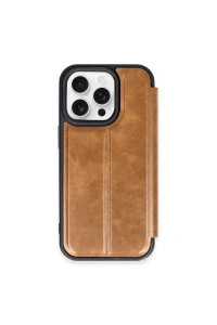 Apple iPhone 15 Pro Max Kılıf Flip Cover - Taba