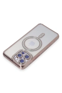 Apple iPhone 15 Pro Max Kılıf Joke Simli Magneticsafe Kılıf - Pembe