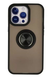 Apple iPhone 15 Pro Max Kılıf Montreal Yüzüklü Silikon Kapak - Siyah
