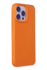 Apple iPhone 15 Pro Max Kılıf Nano içi Kadife Silikon - Turuncu