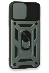 Apple iPhone 15 Pro Max Kılıf Pars Lens Yüzüklü Silikon - Yeşil