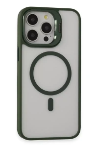 Apple iPhone 15 Pro Max Kılıf Roblox Lens Magsafe Standlı Kapak - Koyu Yeşil