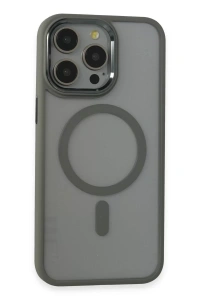 Apple iPhone 15 Pro Max Kılıf Room Magneticsafe Silikon - Gri