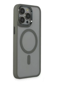 Apple iPhone 15 Pro Max Kılıf Room Magneticsafe Silikon - Gri