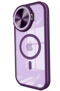 Apple iPhone 15 Pro Max Kılıf Teleskop Lens Magsafe Silikon Kapak - Derin Mor