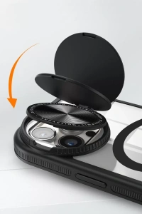 Apple iPhone 15 Pro Max Kılıf Teleskop Lens Magsafe Silikon Kapak - Siyah