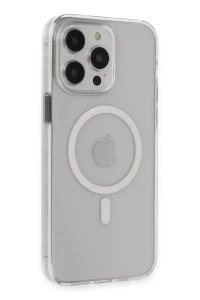 Apple iPhone 15 Pro Max Kılıf Tron Şeffaf Magsafe Kapak - Şeffaf
