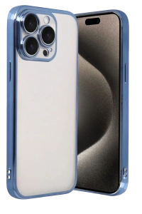 Apple iPhone 15 Pro Max Lensli Silikon - Açık Mavi