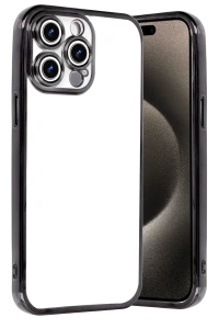 Apple iPhone 15 Pro Max Lensli Silikon - Siyah