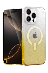 Apple iPhone 15 Pro Max Pummel Shiny Magsafe Kapak - Gold