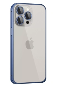 Apple iPhone 15 Pro Metal Bumper Mat Kapak - Lacivert