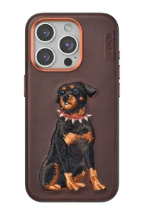 Apple iPhone 15 Pro Perma Desenli Kapak - Koyu Kahve