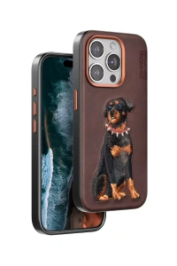 Apple iPhone 15 Pro Perma Desenli Kapak - Koyu Kahve