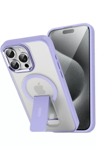 Apple iPhone 15 Pro Tork Magsafe Standlı Kapak - Lila