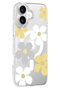 Apple iPhone 16 Floral Magsafe Kapak - Sarı