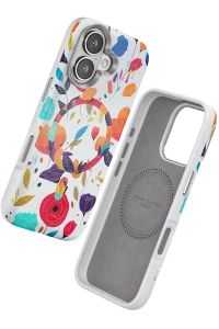 Apple iPhone 16 Flower Series Magsafe Kapak - Beyaz